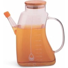 Canarino 1000ML Bambu Kapaklı Cam Yağlık ve Sirkelik – Dayanıklı ve Şeffaf Sıvı & Mutfak Için Hassas Sıvı Ölçüm ve Saklama Çözümü 1000ML - Cam Sürahi Sıvı Ölçü Kabı