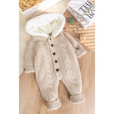 Babymod Triko Örgü Welsoft Astarlı Kapişonlu Kışlık Kız Erkek Bebek Tulum