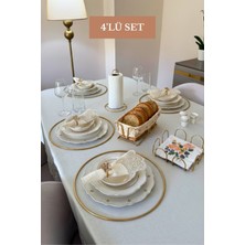 Edora Home 4’lü Set Parlak Altın 6'lı Supla Kare Peçetelik Dik Kağıt Havluluk Dikdörtgen Ekmek Sepeti Mutfak Seti