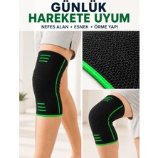 Azrlya Siyah Yeşil Örme Dizlik Esnek ve Nefes Alabilen Spor Diz Desteği - Lisinya