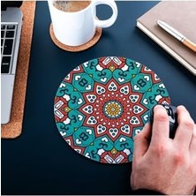 Canarino Renkli Mandala Tasarımlı Yuvarlak Mouse Pad 20 x 20 cm