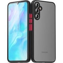 Canarino Galaxy A54 Kapak Kamera Korumalı Kenarlı Renkli Düğmeli Arkası Mat Silikon Kılıf - Siyah
