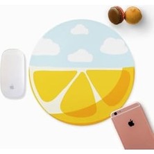 Canarino Limon Desenli Yuvarlak Mousepad 20 x 20 cm