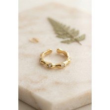 Clariss Gold Renk Kemik Model Zirkon Taşlı Kadın Yüzük