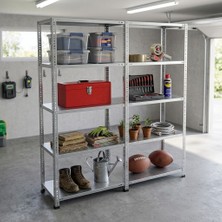 Rafburada 5 Katlı Duble Galvaniz Çelik Raf - Depo, Arşiv, Kiler, Dosya, Market Rafı - 20x60 cm-150 cm-0.70 mm