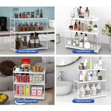 Canarino Ayarlanabilir Raflı 40CM Baharatlık, Organizer, Düzenleyizi Tezgahüstü Banyo, Mutfak, Ofis Model-1 (Beyaz)