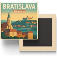 Canarino Bratislava Slovakya - Eski Şehir - Baskılı Buzdolap Magneti Kare 9x9 cm
