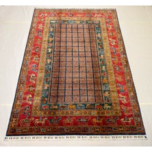El Dokuma Afgan Halı Pazirek Desenli Kök Boya 174 x 248 cm