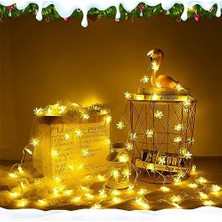 Canarino 5 Metre LED Işıklı 28'li Kar Tanesi Işık Zinciri Dekoratif Pilli Aydınlatma Ev Dekorasyonu Süsleme Salon Oda Merdiven Balkon Süslemeleri Için Yılbaşı Eğlence Doğum Günlerine Özel Aydınlatma