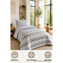 Ely Parker Tek Kişilik Pike Çift Taraflı Kapitone Pike ve Yatak Örtüsü Takımı – 160X230 cm Desenli (Çarşafsız)