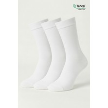 Allunique Premium Tencel Yumuşak Dokulu Dikişsiz Beyaz Soket Çorap 3'lü Paket
