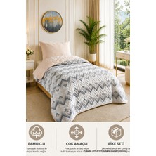 Ely Parker Tek Kişilik Pike Çift Taraflı Kapitone Pike ve Yatak Örtüsü Takımı – 160X230 cm Desenli (Çarşafsız)