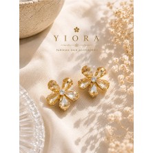 Yiora Elegance Seri Kristal Taşlı Çiçek Mandal Toka 2cm