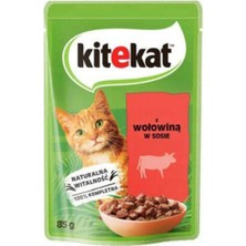 Kitekat Gravy Sos Içinde Sığır Etli Yetişkin Kedi Konservesi 85GR