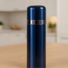 Canarino 500 ml Gümüş - Mavi - Pembe Paslanmaz Çelik Termos – Çift Katmanlı Vakumlu, 24 Cm, Isı Yalıtımlı Sızdırmaz Seyahat ve Ofis Matara (Mavi)