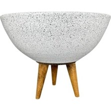 Odea Şık Beyaz Granit 3 Ayaklı Toprak Saksı 20 cm Çap