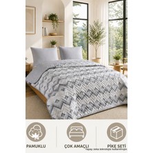 Ely Parker Çift Kişilik Pike Çift Taraflı Kapitone Pike ve Yatak Örtüsü Takımı – 200X230 cm Desenli (Çarşafsız)