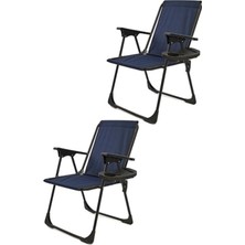 Odea Katlanır Kamp Sandalyeleri, Oval Bardaklıklı Set, Lacivert