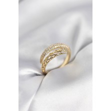 Clariss Gold Renk Zirkon Taşlı Sarmal Kadın Yüzük