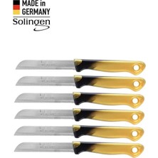 Solingen 6’lı Tırtıklı Geçişli Siyah/Gold Meyve Bıçağı