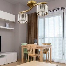 Apliqa Tufty 2Li Eskitme Kristalli Metal Avize Sarı Renkli Modern Dekor İç Mekan Aydınlatma