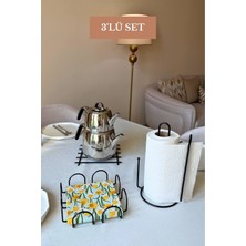 Edora Home 3’lü Set Siyah Kare Peçetelik Dik Kağıt Havluluk Ayraçlı Nihale Mutfak Seti