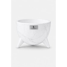 Lunapot Pina Small 2 Litre Ayaklı Fiberglas Saksı, Çıkarılabilir Iç Hazneli, Mermer Desenli