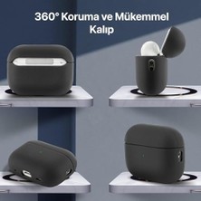 Canarino Airpods 4. Nesil ile Uyumlu Leather Skin Serisi Parmak Izi Tutmayan Dış Yüzeye Sahip ve Mükemmel Koruma Sağlayan Orta Sertlikte Silikon Kılıf (Siyah, Airpods 4)