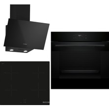 Bosch Indüksiyon Ocaklı Siyah 3 Lü Ankastre Set 647 ( HJG852YB0T - PUG61KAA5E - DWK63PJ60T ) - 3D Fry Hava ile Kızartma