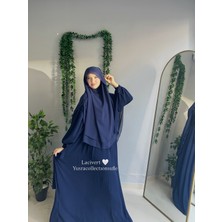 Yüsra Collection Tesettür Liza Kol Bağlama Elbise ve Gölgeli Oval Sufle 2'li Takım