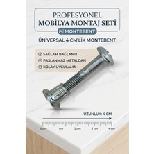Primeaks Montebent 4 cm Mobilya Dolap Birleştirme Aparatı Vidası 5'li Set