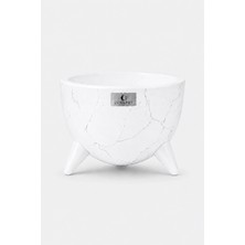 Lunapot Pina Medium 5 Litre Ayaklı Fiberglas Saksı, Çıkarılabilir Iç Hazneli, Mermer Desenli