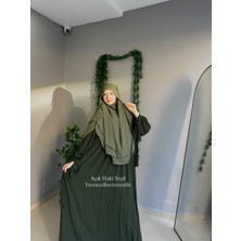 Yüsra Collection Tesettür Liza Kol Bağlama Elbise ve Gölgeli Oval Sufle 2'li Takım