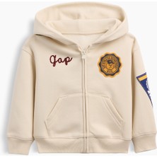 Gap Erkek Bebek Bej Vintagesoft Varsity Logo Fermuarlı Sweatshirt