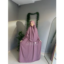 Yüsra Collection Tesettür Liza Kol Bağlama Elbise ve Gölgeli Oval Sufle 2'li Takım