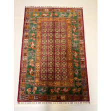 El Dokuma Afgan Halı Pazirek Desenli Kök Boya 123 x 184 cm