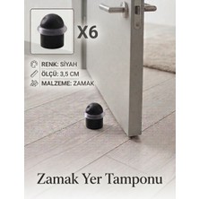 6'lı Contalı Siyah Zamak Yer Koruyucu Kapı Tamponu Kapı Stoperi 3,5cm - 6 Adet