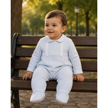 Mummys Love Erkek Bebek Örme Tulum - %100 Doğal Pamuk - Mavi