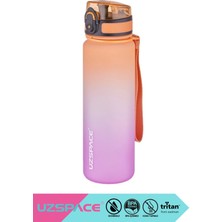 Uzspace 350ML-500ML-800ML-1000ML-1500ML Yeni Koleksiyon Çift Renkli Soft-Touch Serisi Askılı Akıtmaz Motivasyonel Tritan Su Matarası