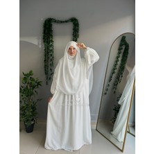 Yüsra Collection Tesettür Liza Kol Bağlama Elbise ve Gölgeli Oval Sufle 2'li Takım