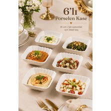 Porsima YL-1750N 6'lı Porselen Salata Kasesi Seti 16 cm Çok Amaçlı Servis Kasesi