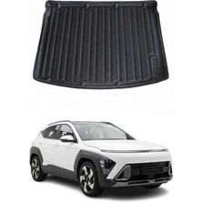 Omac Hyundai Kona Suv 2023+ Uyumlu Araca Özel Kauçuk Tpe Bagaj Havuzu Siyah Üst Kademe Için