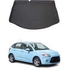 Omac Citroen C3 2010-2016 Arası Uyumlu Araca Özel Kauçuk Tpe Bagaj Havuzu Siyah Ince Stepneli Model Için