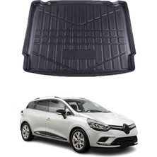 Omac Renault Clio 4 Sport Tourer 2013-2019 Uyumlu Araca Özel Kauçuk Bagaj Havuzu Siyah Düşük Zeminli Için