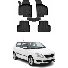Omac Skoda Fabia 2 2007-2014 Uyumlu 4d Havuzlu Paspas Kauçuk Siyah 5 Parça