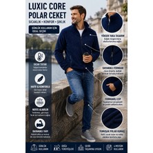 Luxic Core Luxıc Core Erkek Lacivert Peluş Polar Slim Fit Dik Yaka Fermuarlı Cepli Erkek Günlük Polar