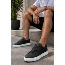 Ht Hotin Laviathan Erkek Günlük Bağcıklı Spor Ayakkabı Sneaker Rahat ve Şık Tasarım Siyah-Beyaz