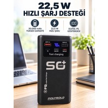 Beruflic Yüksek Kapasiteli 50.000 Mah Powerbank 22,5 W Hızlı Şarj 4 Dahili Kablo LED Aydınlatma