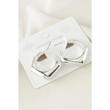 Balevien Oval Geometrik Halka Küpe - Silver