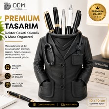 Ddm Global Doktor Ceketi Kalemlik Masaüstü Organizer – Dekoratif Kalemlik – Hemşire Doktor Hediye – 10X10 cm